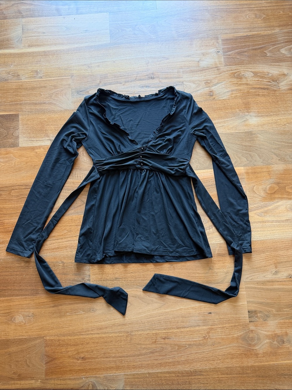 New Without Tags - Black Long-Sleeve Wrap Top - Women